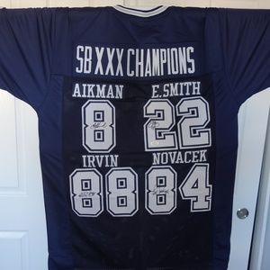 Aikman, Smith, Irvin, Novacek Signed Jersey w/COA